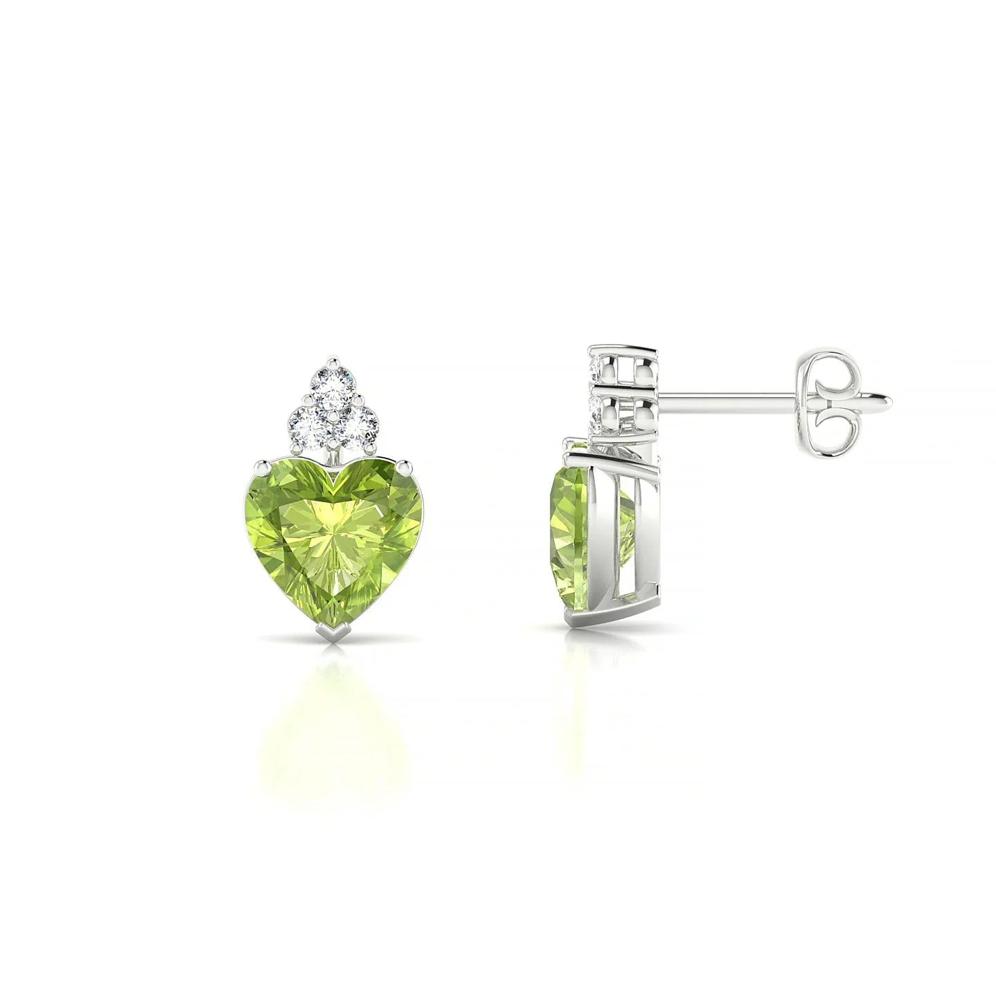 Mirage | 18k White Gold 6 mm Heart Peridot Earrings