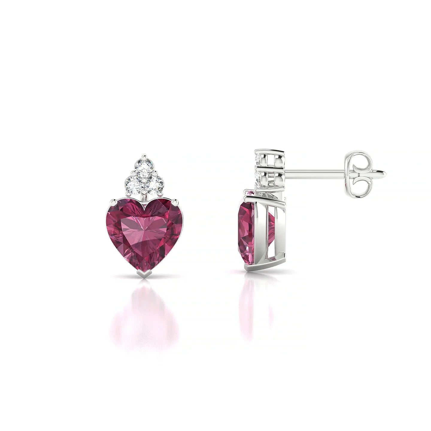 Mirage | 18k White Gold 6 mm Heart Rhodolite Earrings