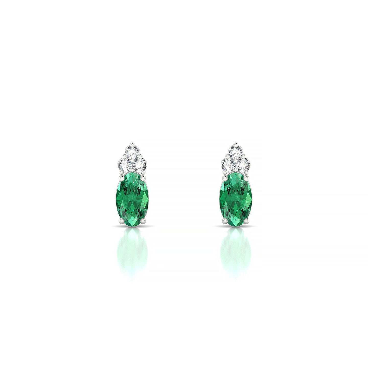 Mirage | 18k White Gold 5 x 3 mm Oval Emerald Earrings