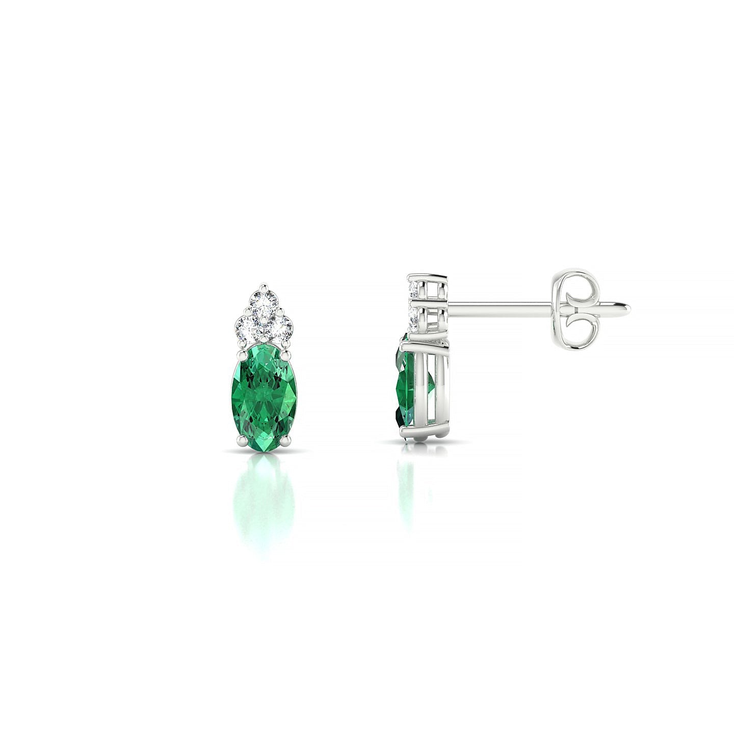 Mirage | 18k White Gold 5 x 3 mm Oval Emerald Earrings