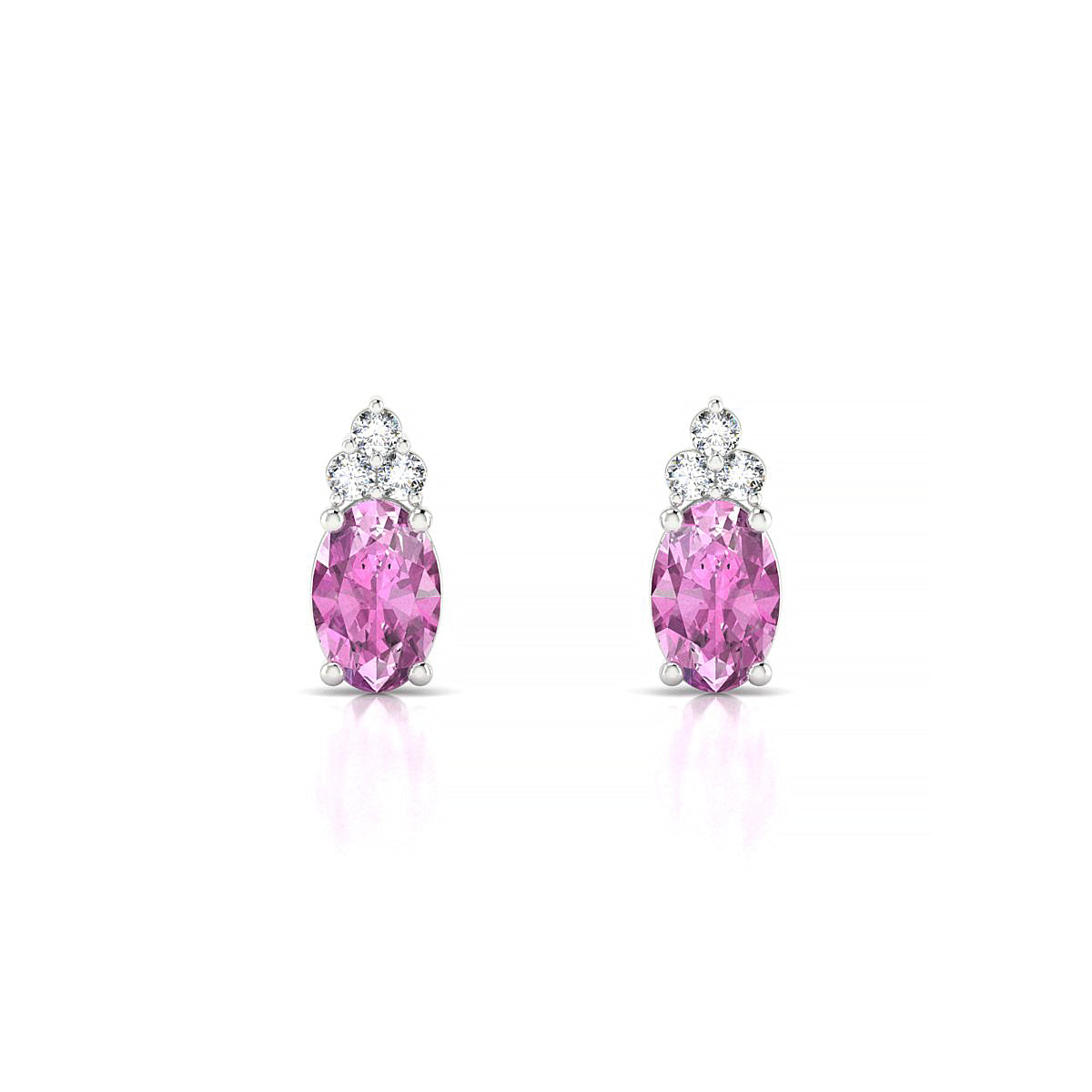 Mirage | 18k White Gold 6 x 4 mm Oval Pink Sapphire Earrings