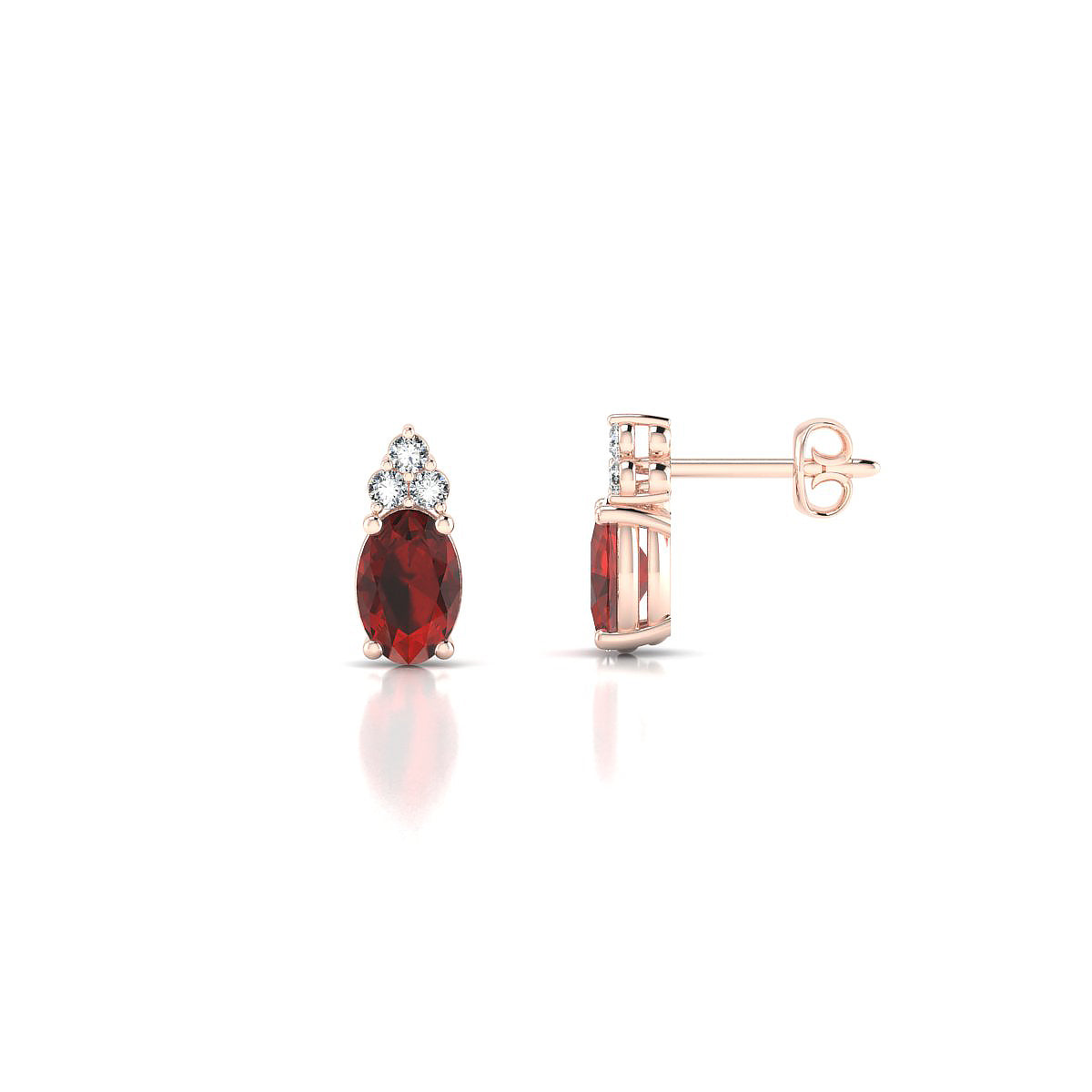 Mirage | 18k Rose Gold 6 x 4 mm Oval Garnet Earrings
