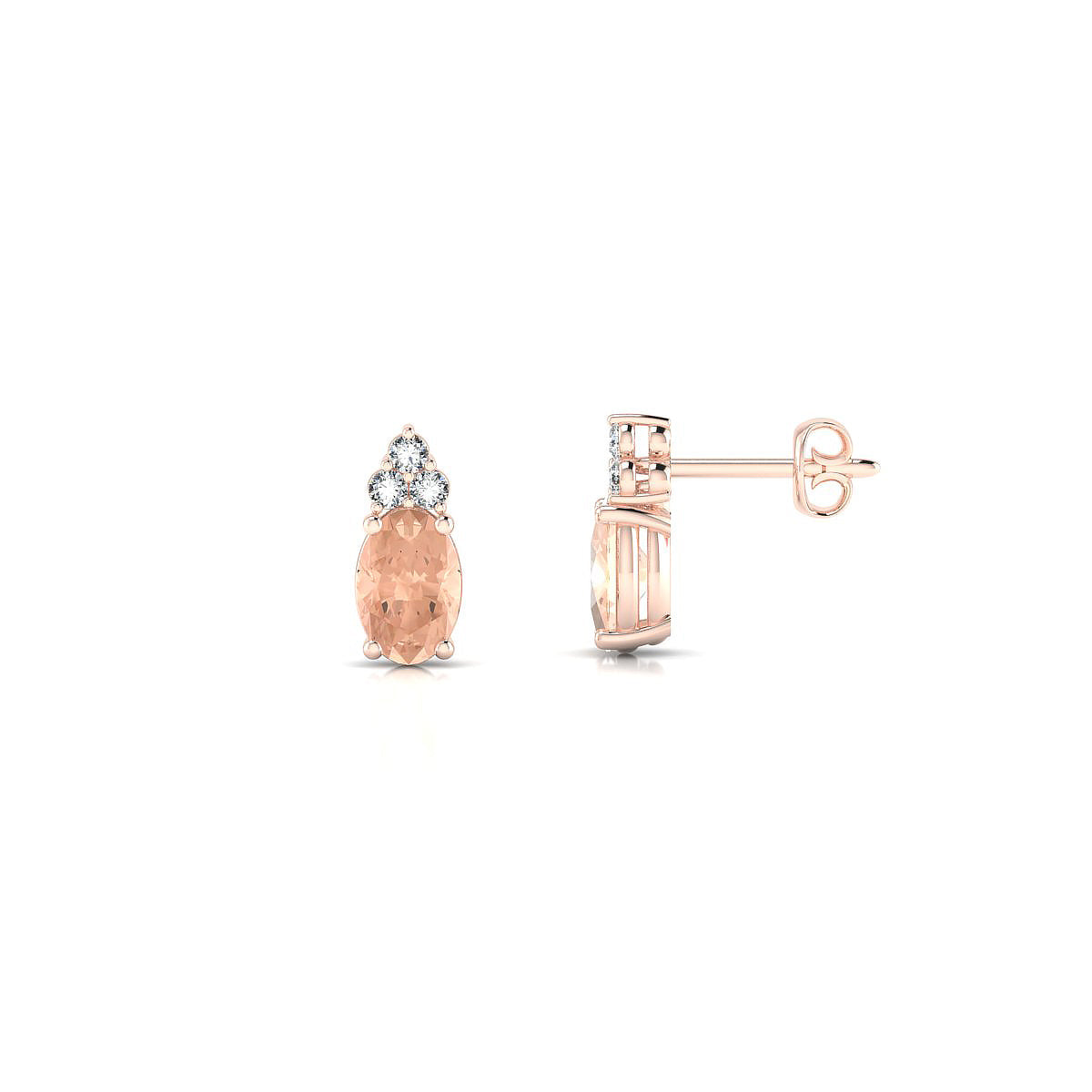 Mirage | 18k Rose Gold 6 x 4 mm Oval Morganite Earrings