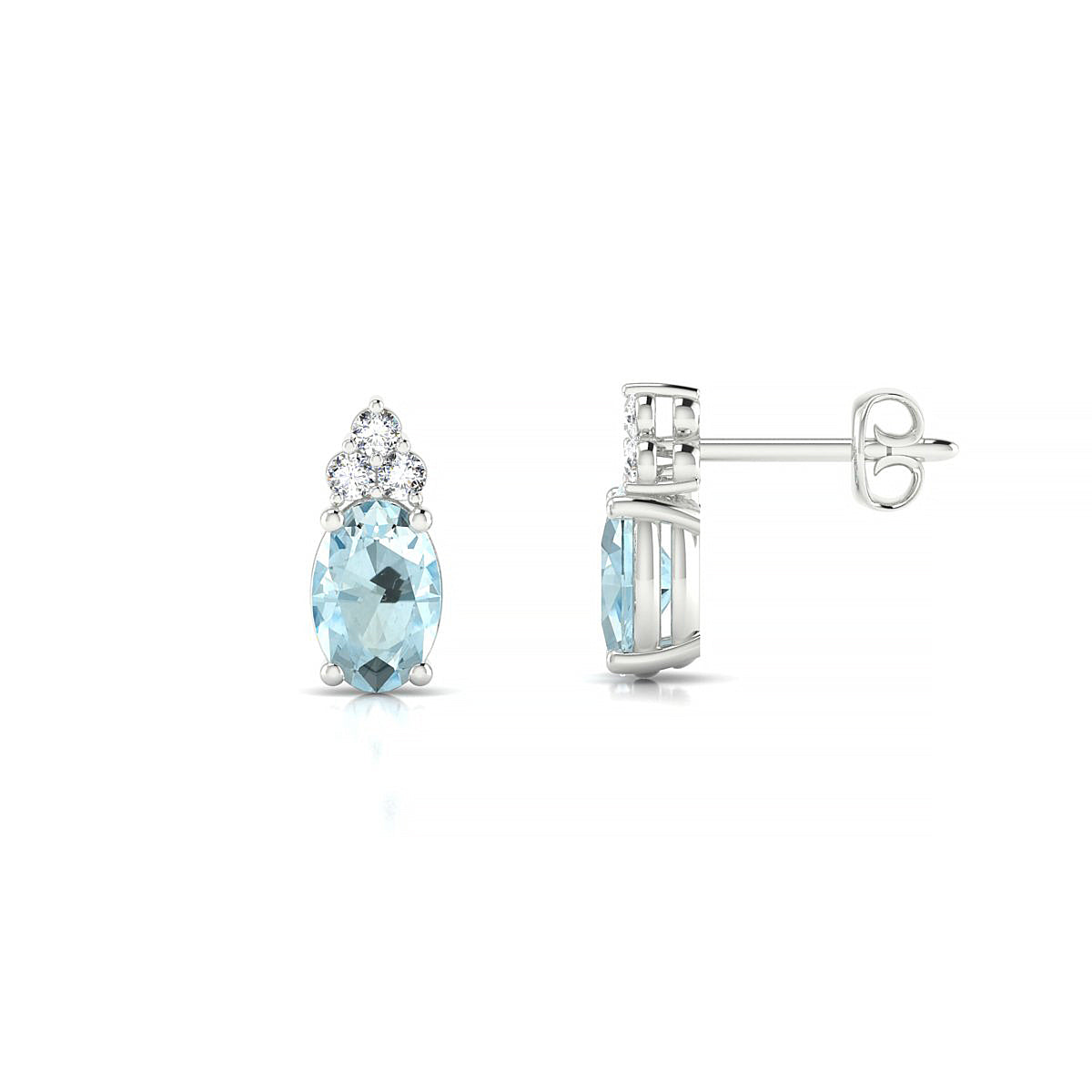 Mirage | 18k White Gold 6 x 4 mm Oval Aquamarine Earrings