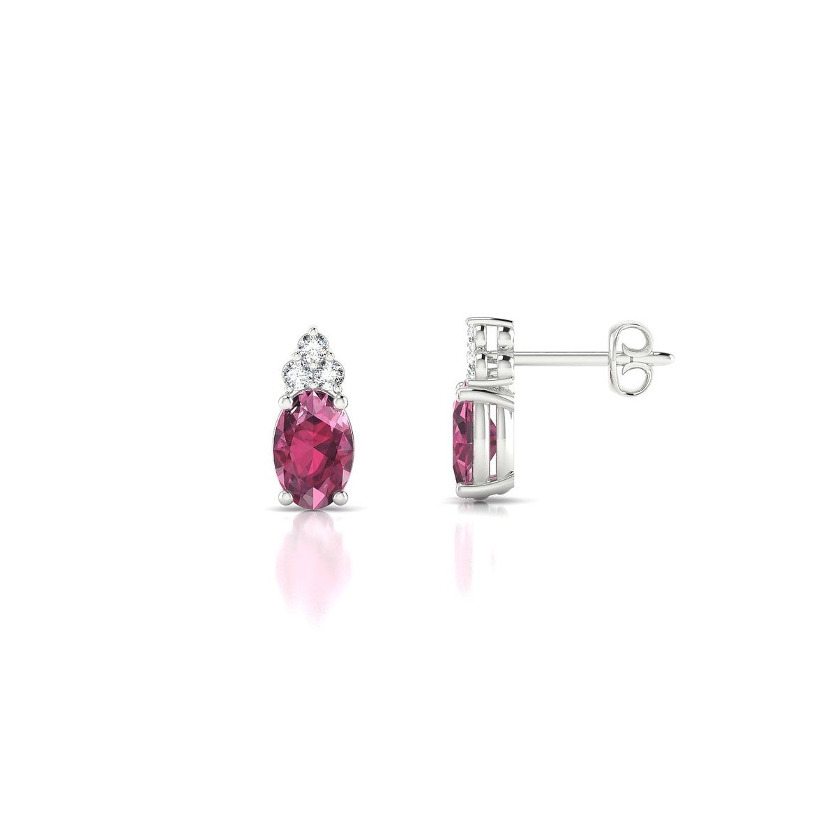 Mirage | 18k White Gold 6 x 4 mm Oval Rhodolite Earrings
