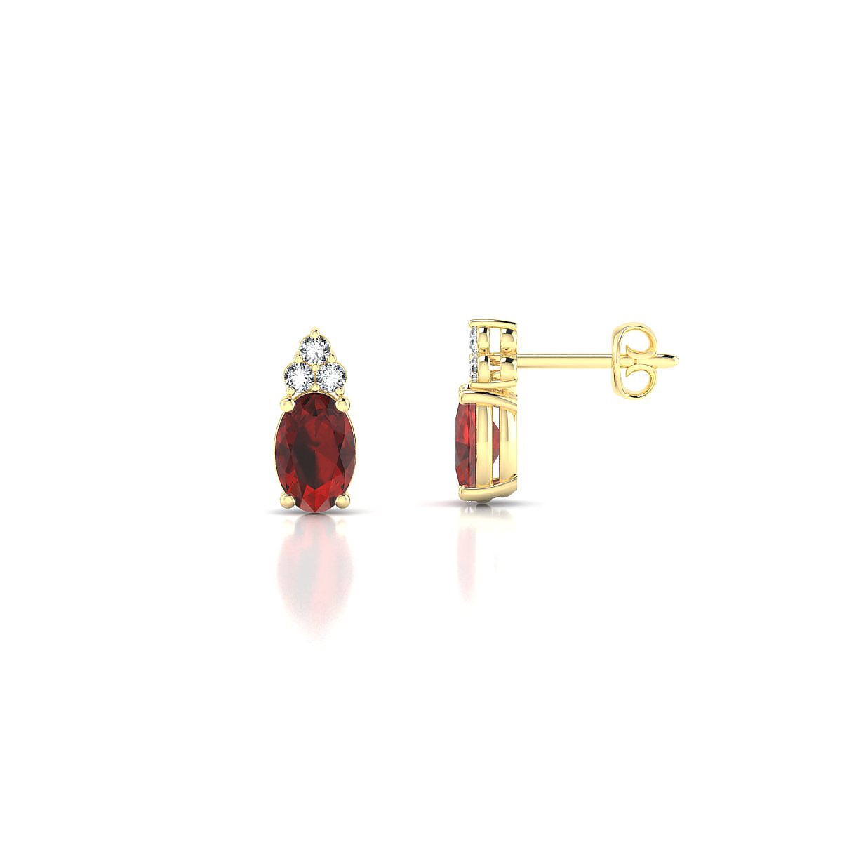 Mirage | 18k Yellow Gold 6 x 4 mm Oval Garnet Earrings
