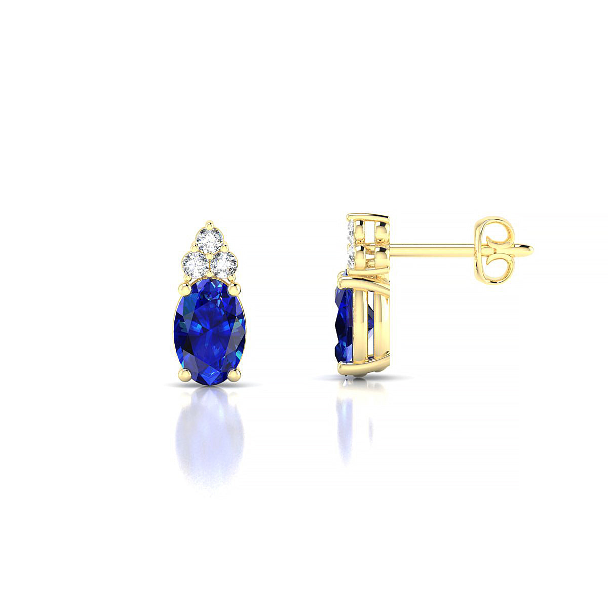 Mirage | 18k Yellow Gold 6 x 4 mm Oval Sapphire Earrings