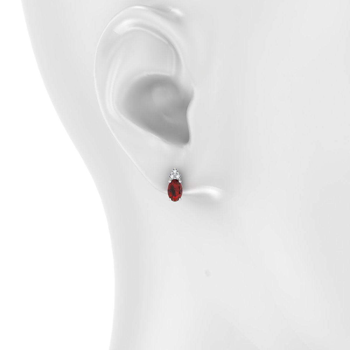 Mirage | 18k White Gold 6 x 4 mm Oval Garnet Earrings