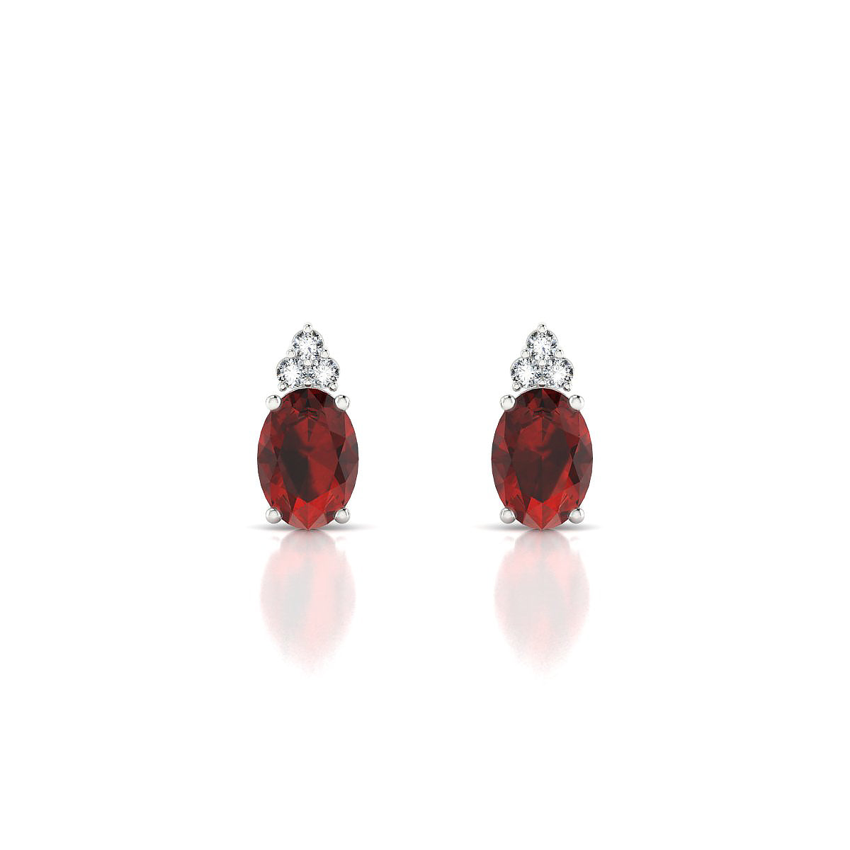 Mirage | 18k White Gold 7 x 5 mm Oval Garnet Earrings