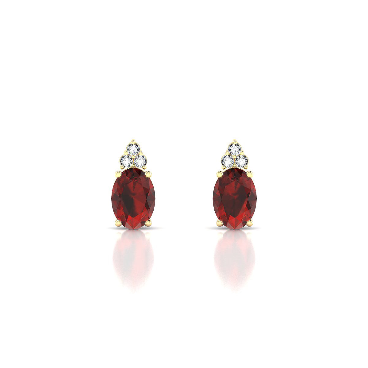 Mirage | 18k Yellow Gold 7 x 5 mm Oval Garnet Earrings