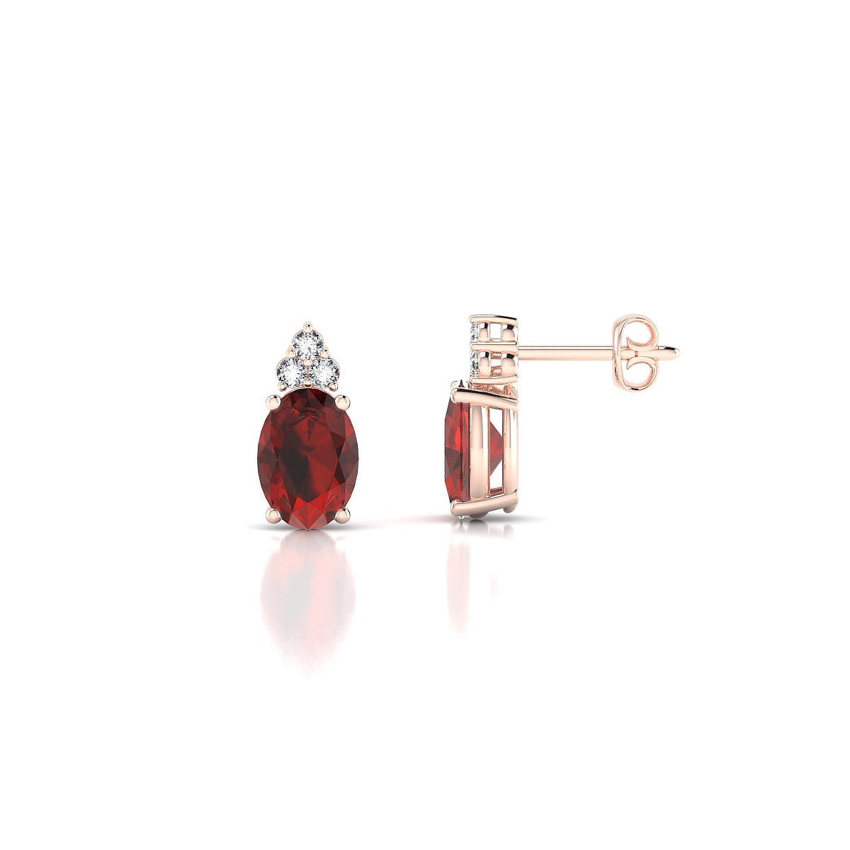 Mirage | 18k Rose Gold 7 x 5 mm Oval Garnet Earrings