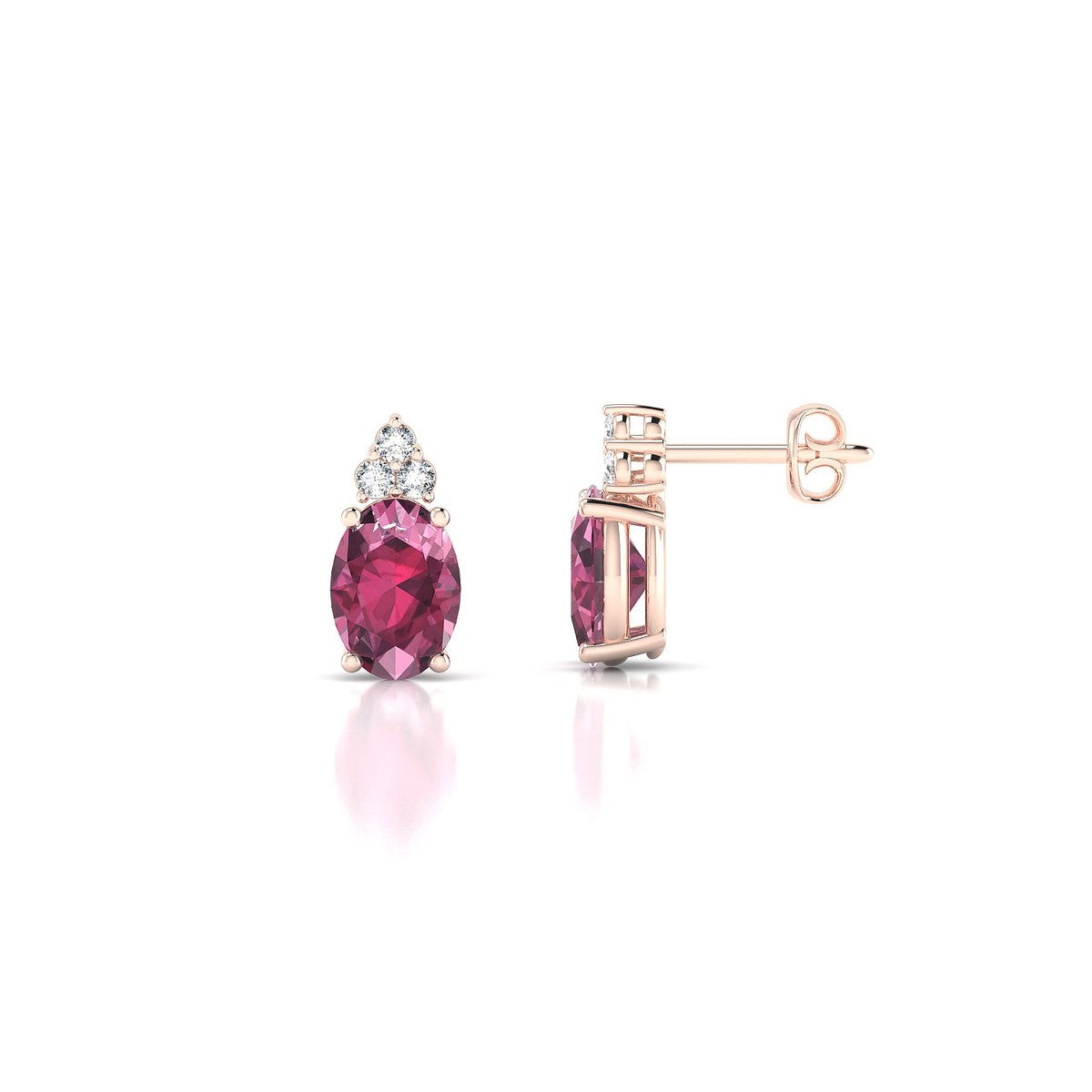 Mirage | 18k Rose Gold 7 x 5 mm Oval Rhodolite Earrings
