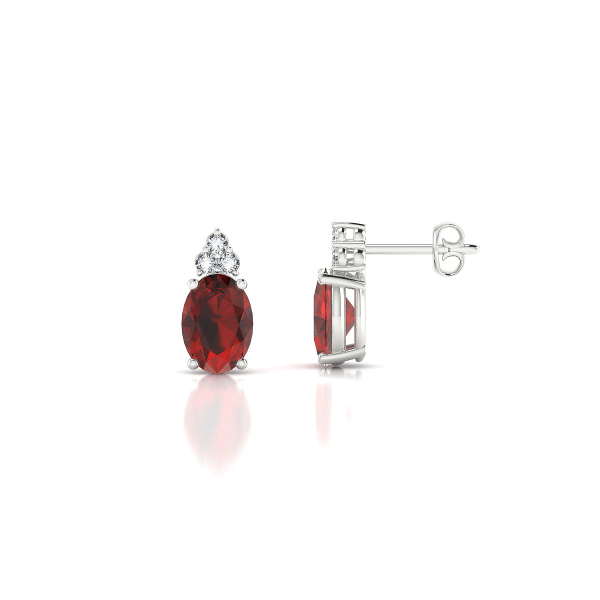 Mirage | 18k White Gold 7 x 5 mm Oval Garnet Earrings
