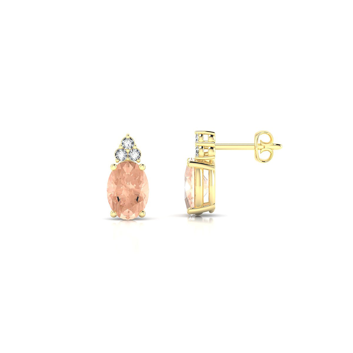 Mirage | 18k Yellow Gold 7 x 5 mm Oval Morganite Earrings