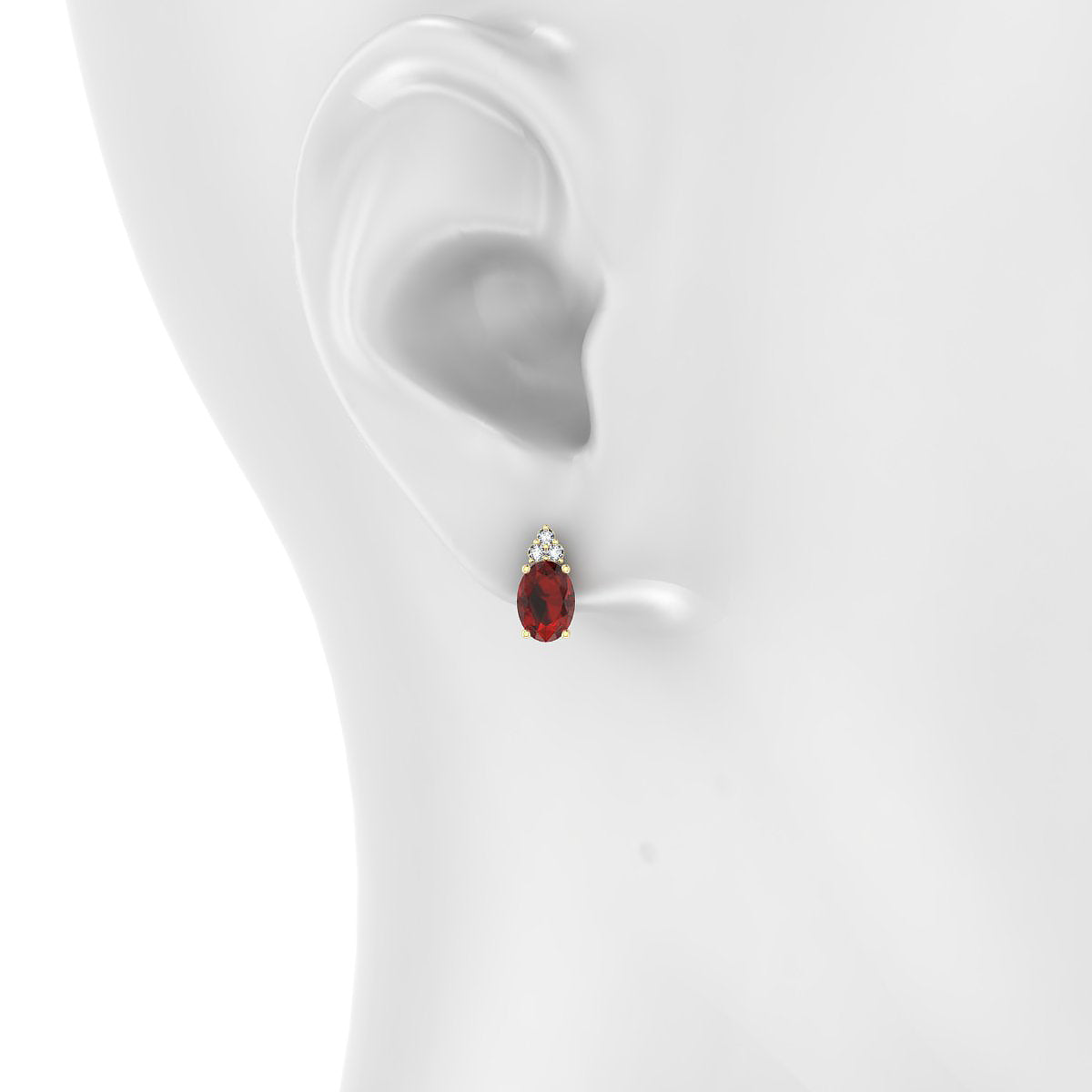 Mirage | 18k Yellow Gold 7 x 5 mm Oval Garnet Earrings