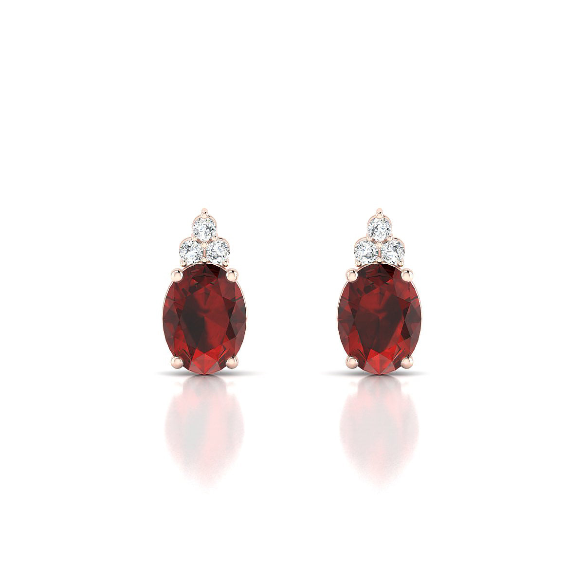 Mirage | 18k Rose Gold 8 x 6 mm Oval Garnet Earrings