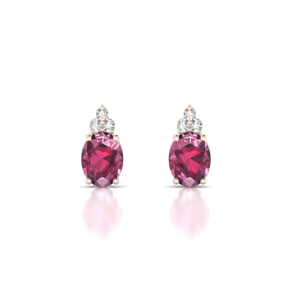 Mirage | 18k Rose Gold 8 x 6 mm Oval Rhodolite Earrings