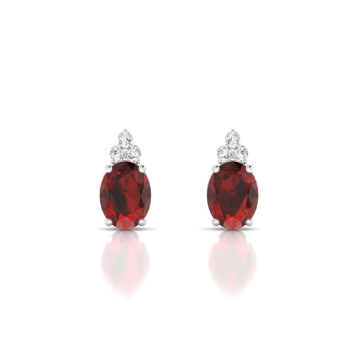 Mirage | 18k White Gold 8 x 6 mm Oval Garnet Earrings