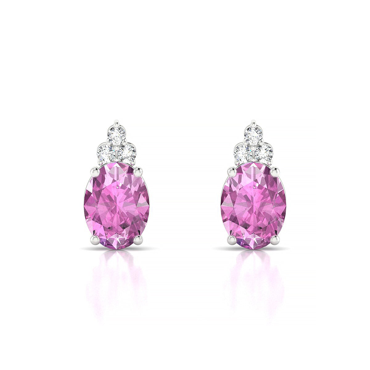 Mirage | 18k White Gold 8 x 6 mm Oval Pink Sapphire Earrings