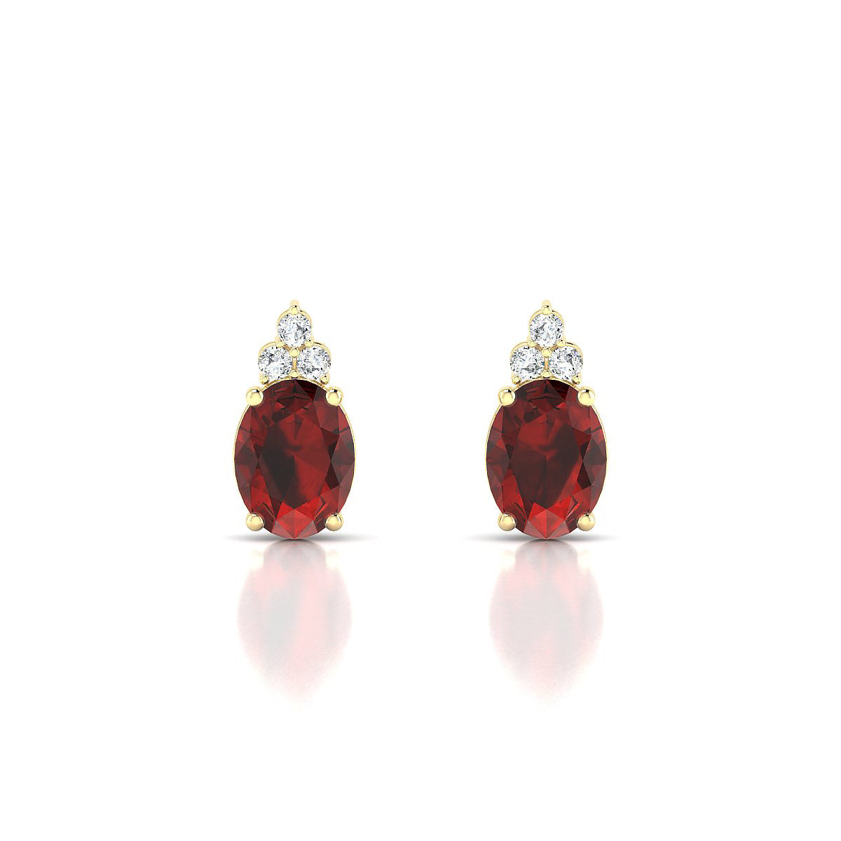 Mirage | 18k Yellow Gold 8 x 6 mm Oval Garnet Earrings