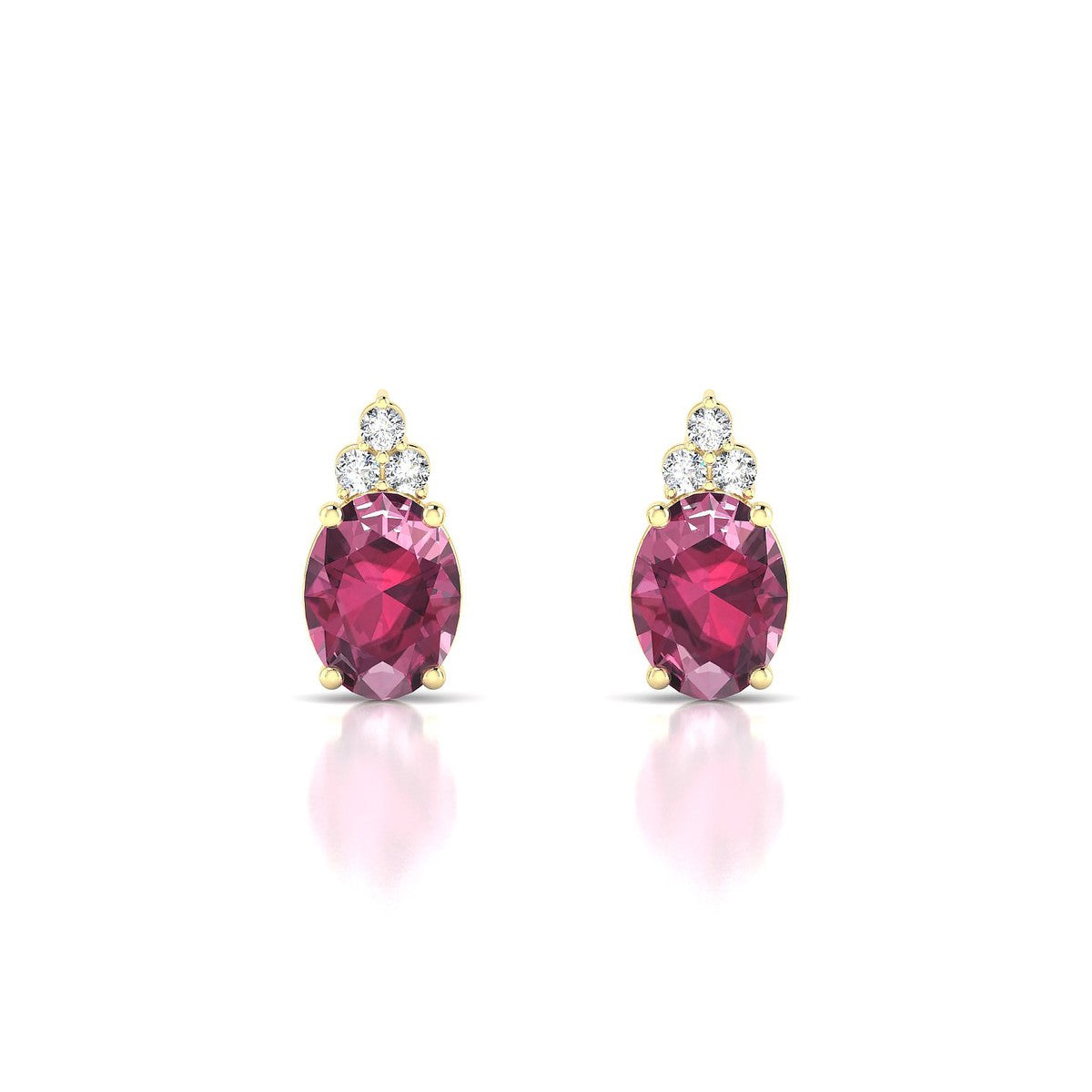 Mirage | 18k Yellow Gold 8 x 6 mm Oval Rhodolite Earrings