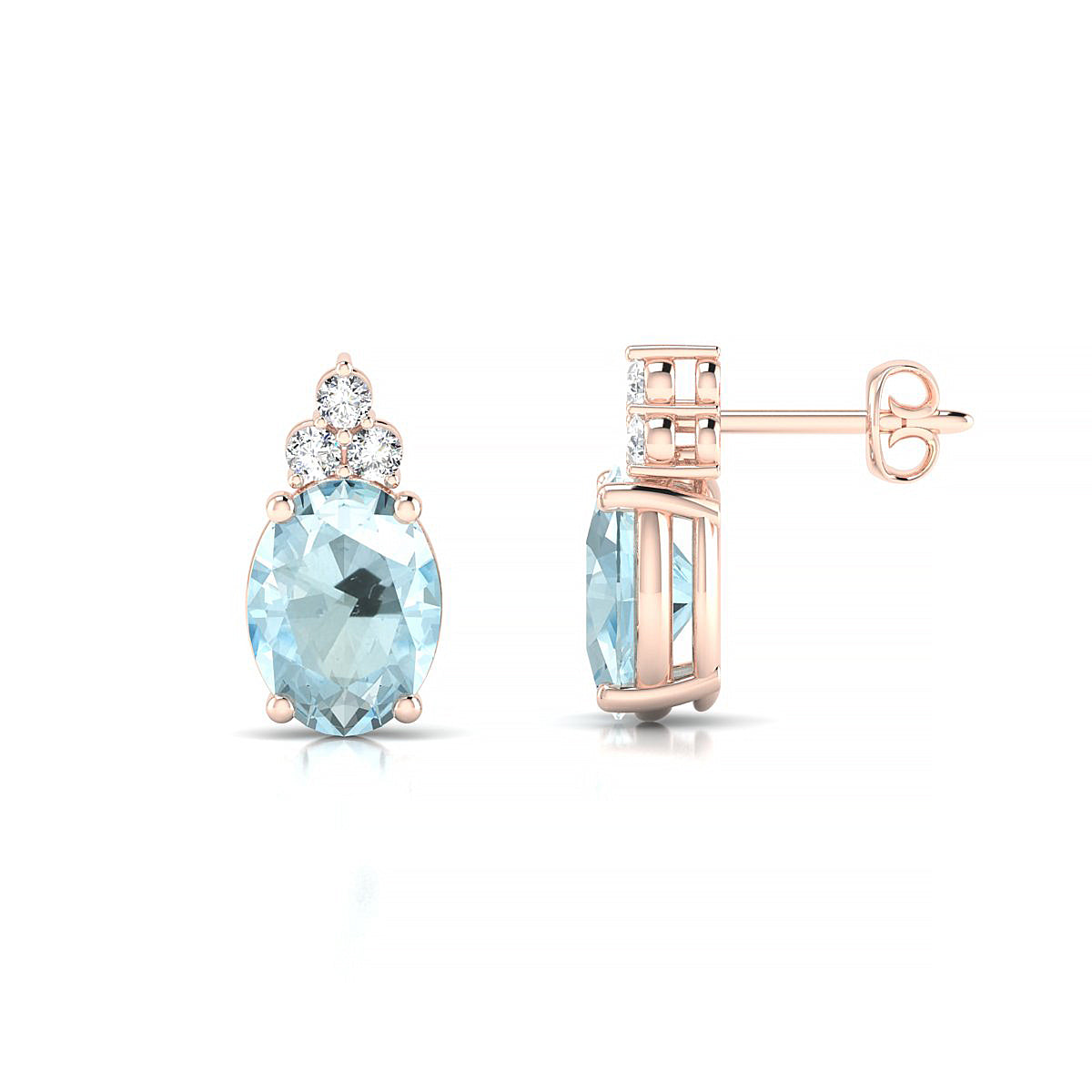 Mirage | 18k Rose Gold 8 x 6 mm Oval Aquamarine Earrings