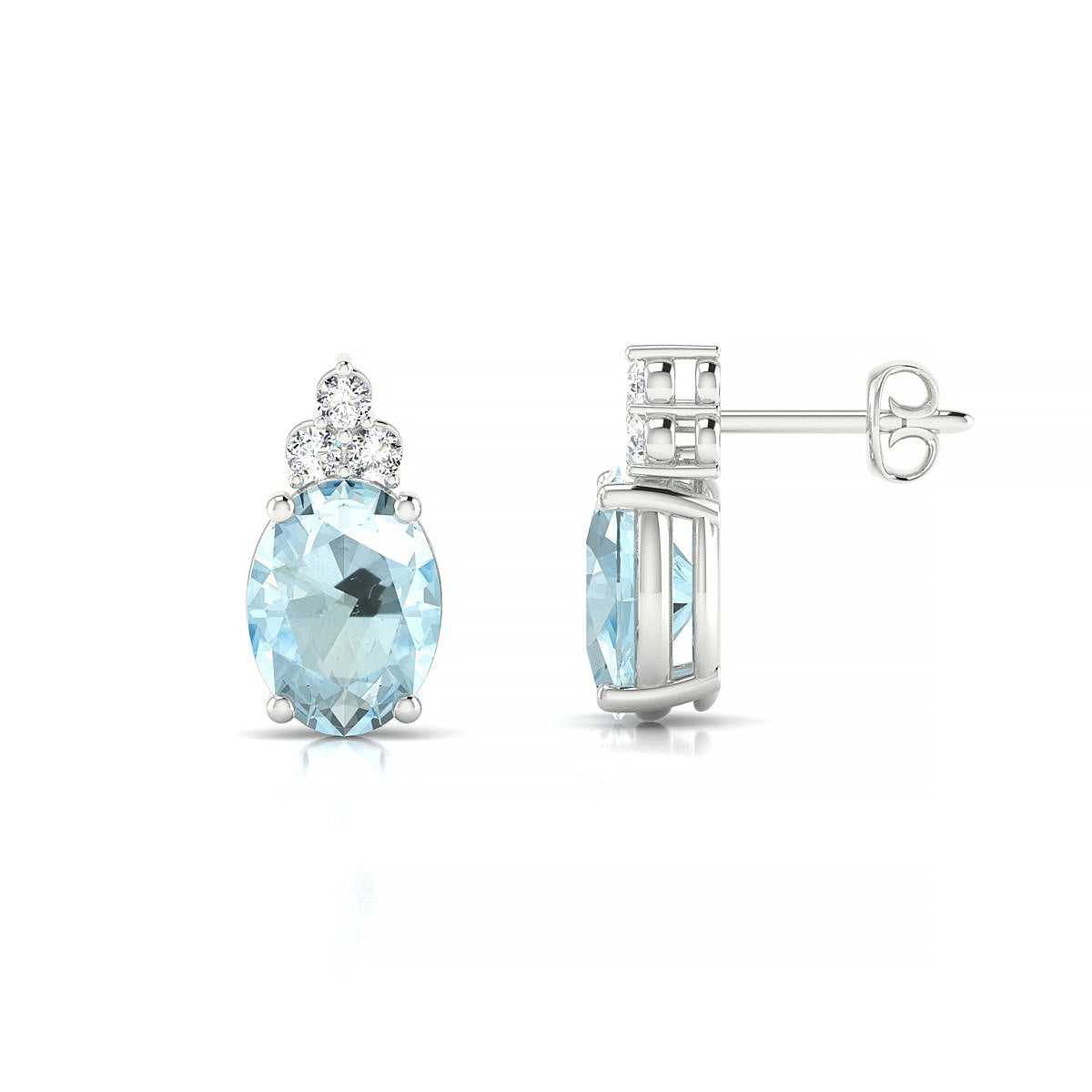 Mirage | 18k White Gold 8 x 6 mm Oval Aquamarine Earrings