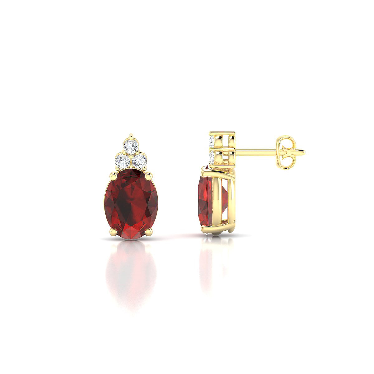Mirage | 18k Yellow Gold 8 x 6 mm Oval Garnet Earrings