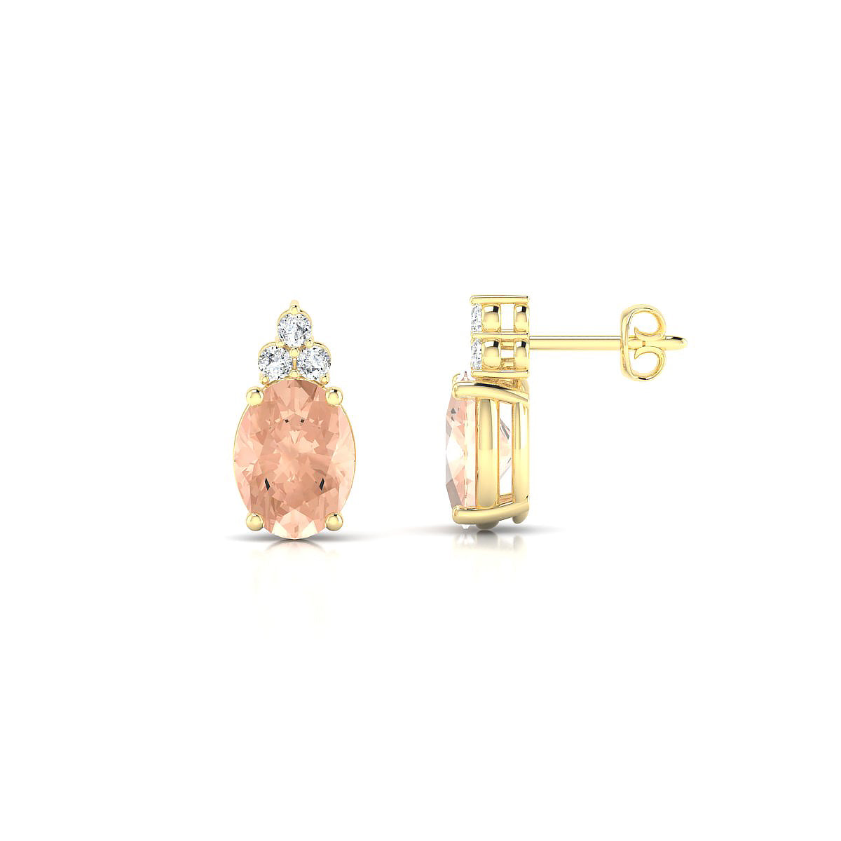 Mirage | 18k Yellow Gold 8 x 6 mm Oval Morganite Earrings
