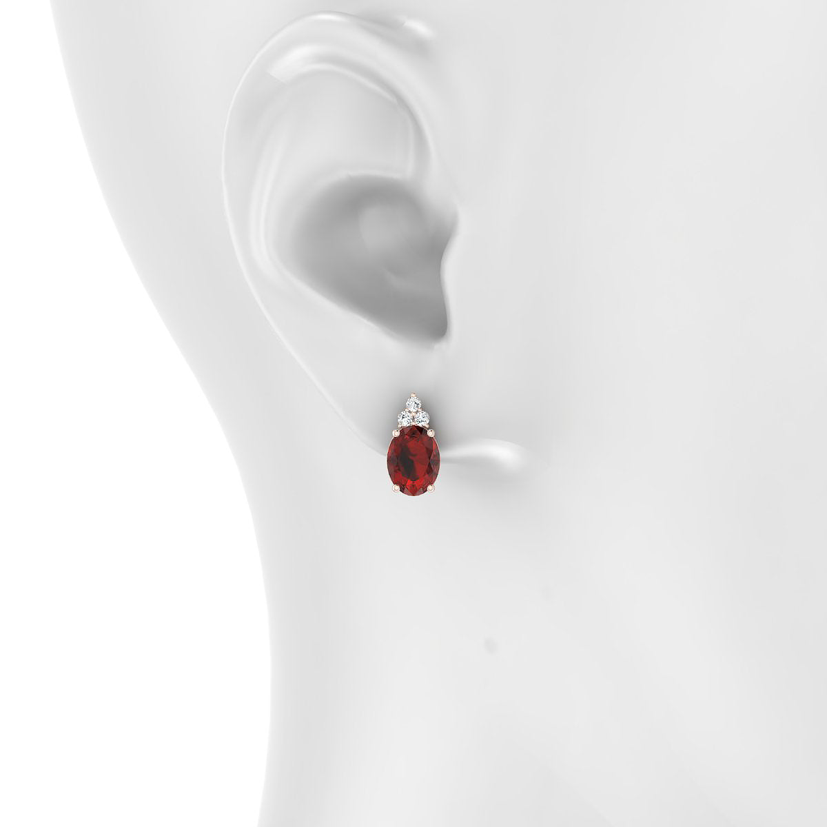 Mirage | 18k Rose Gold 8 x 6 mm Oval Garnet Earrings