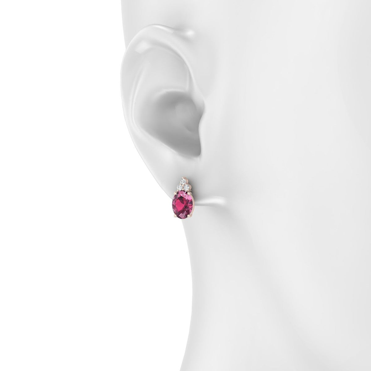 Mirage | 18k Rose Gold 8 x 6 mm Oval Rhodolite Earrings