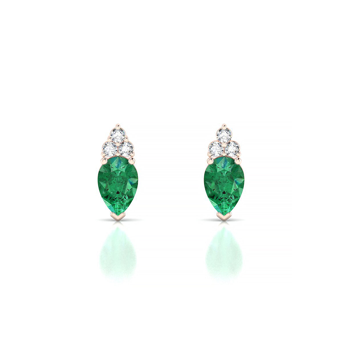 Mirage | 18k Rose Gold 6 x 4 mm Pear Emerald Earrings