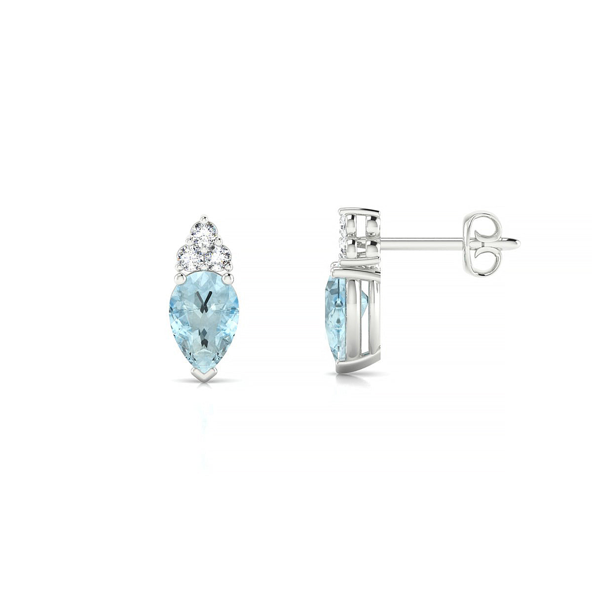 Mirage | 18k White Gold 6 x 4 mm Pear Aquamarine Earrings