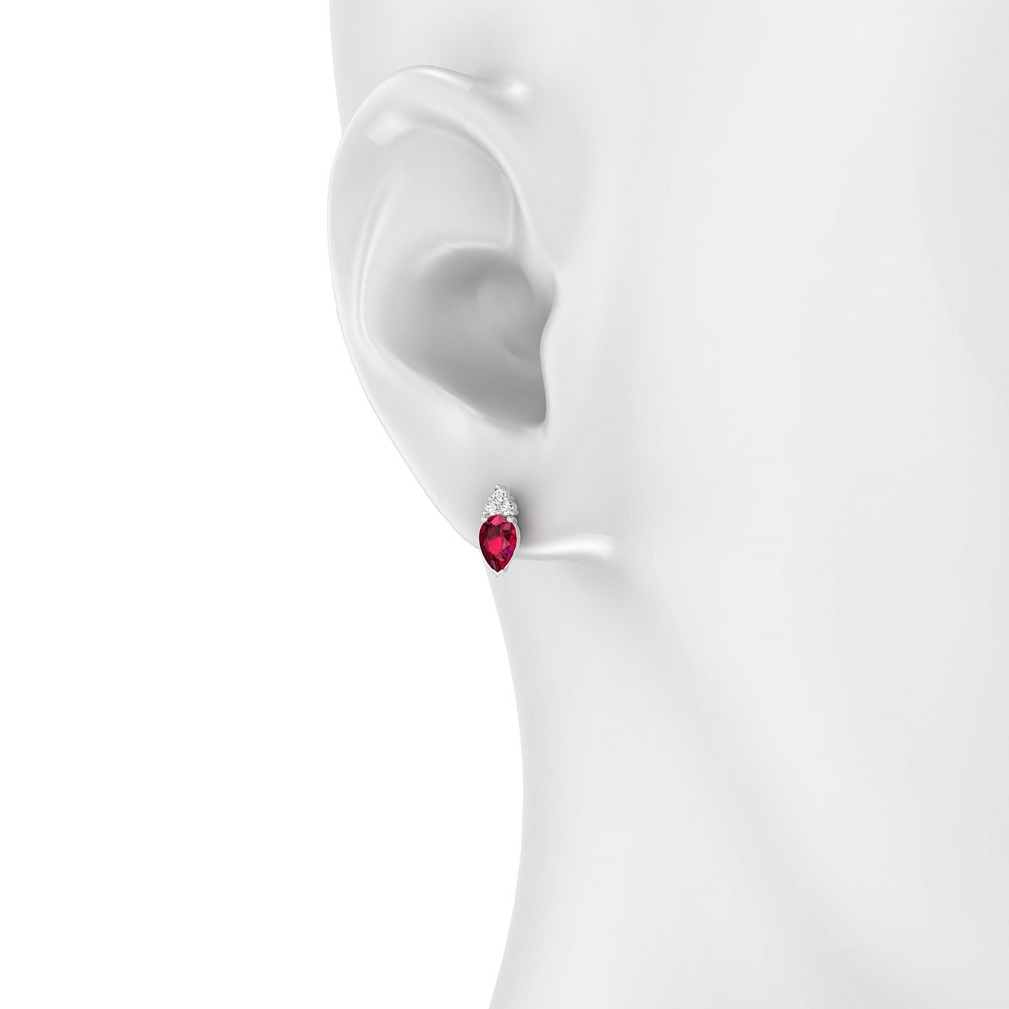 Mirage | 18k White Gold 6 x 4 mm Pear Ruby Earrings