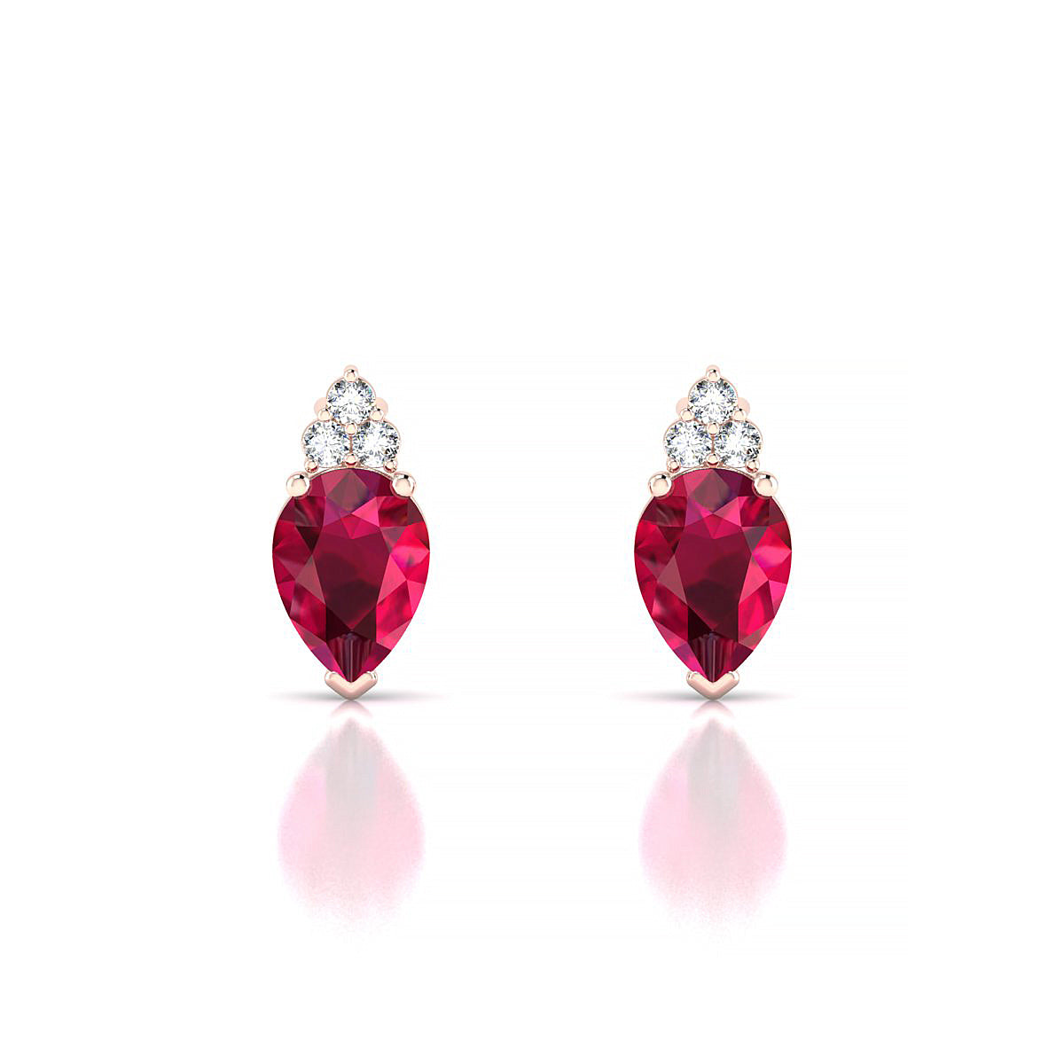 Mirage | 18k Rose Gold 7 x 5 mm Pear Ruby Earrings