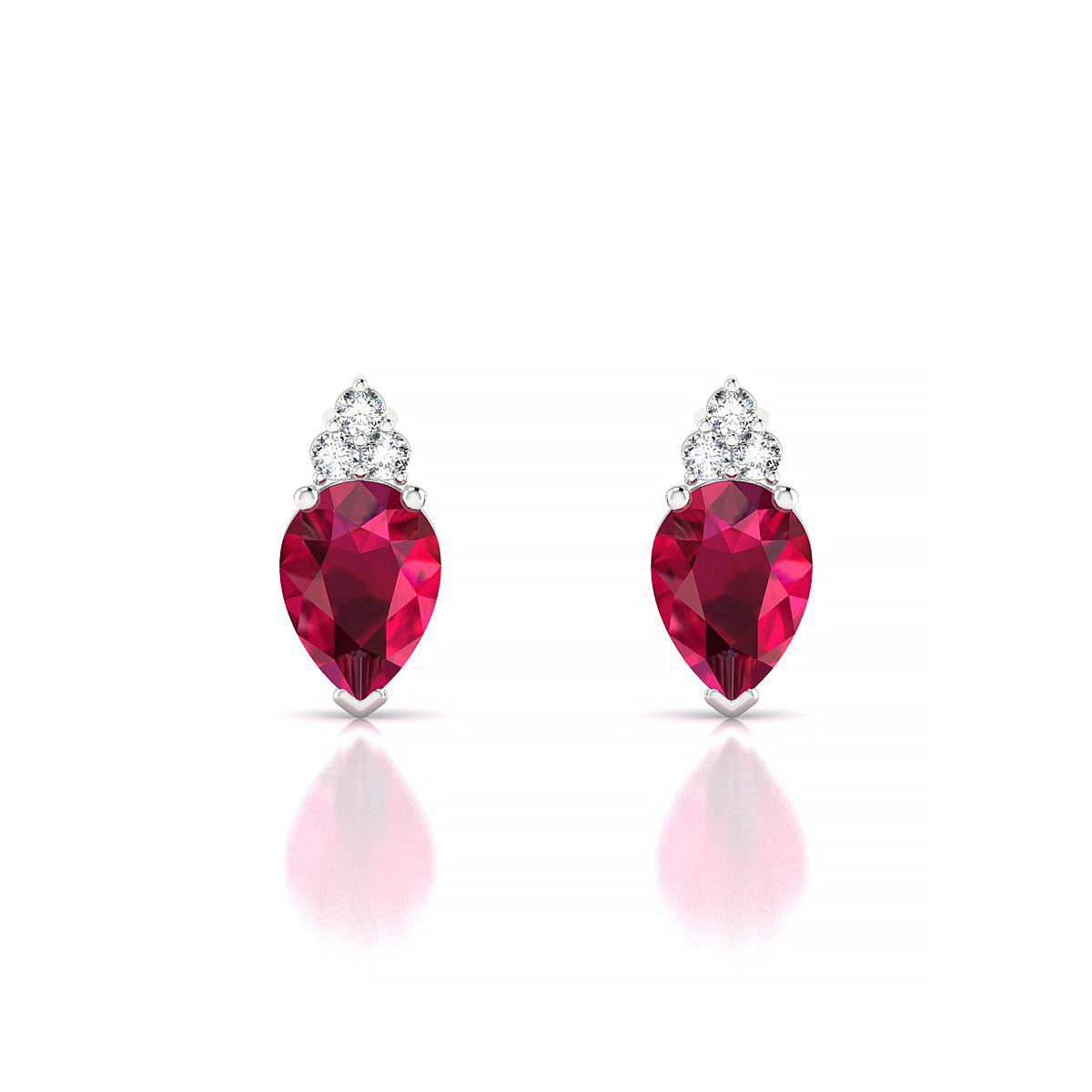 Mirage | 18k White Gold 7 x 5 mm Pear Ruby Earrings