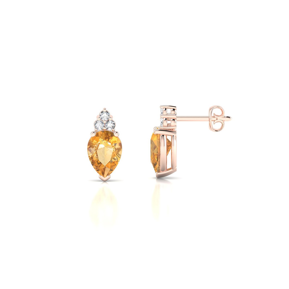 Mirage | 18k Rose Gold 7 x 5 mm Pear Citrine Earrings