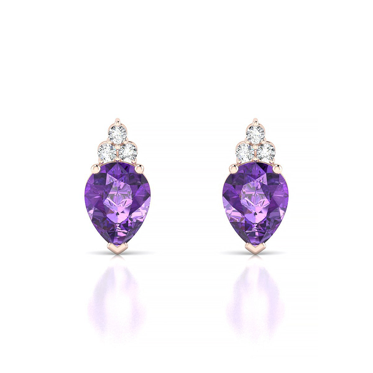Mirage | 18k Rose Gold 8 x 6 mm Pear Amethyst Earrings