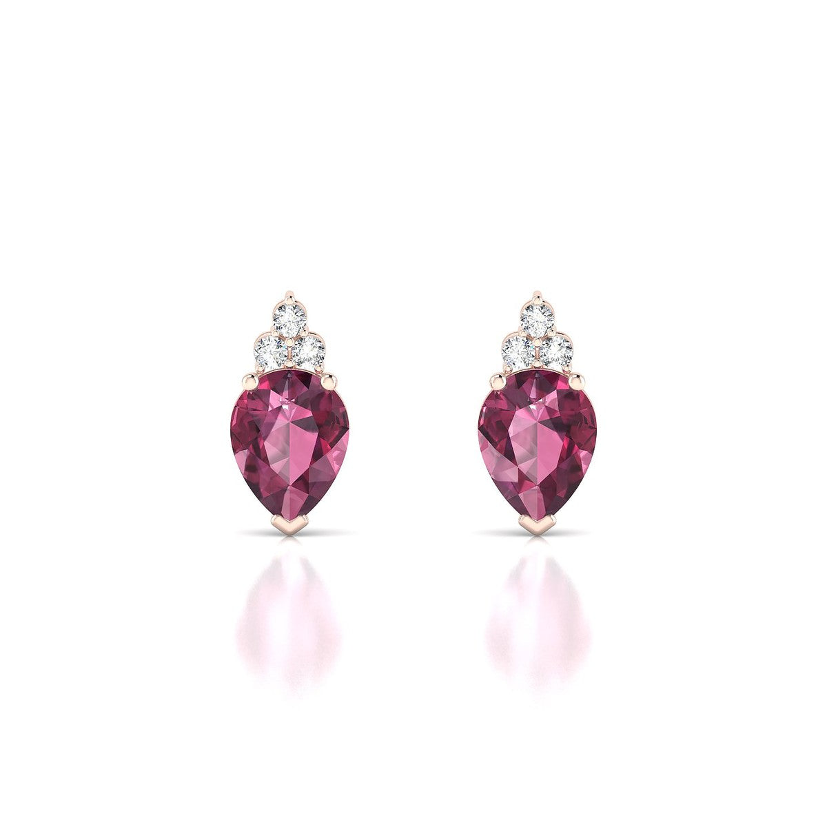 Mirage | 18k Rose Gold 8 x 6 mm Pear Rhodolite Earrings