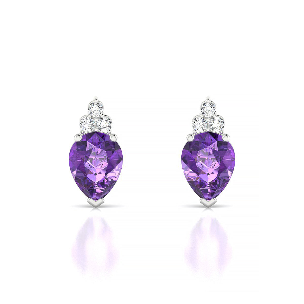 Mirage | 18k White Gold 8 x 6 mm Pear Amethyst Earrings