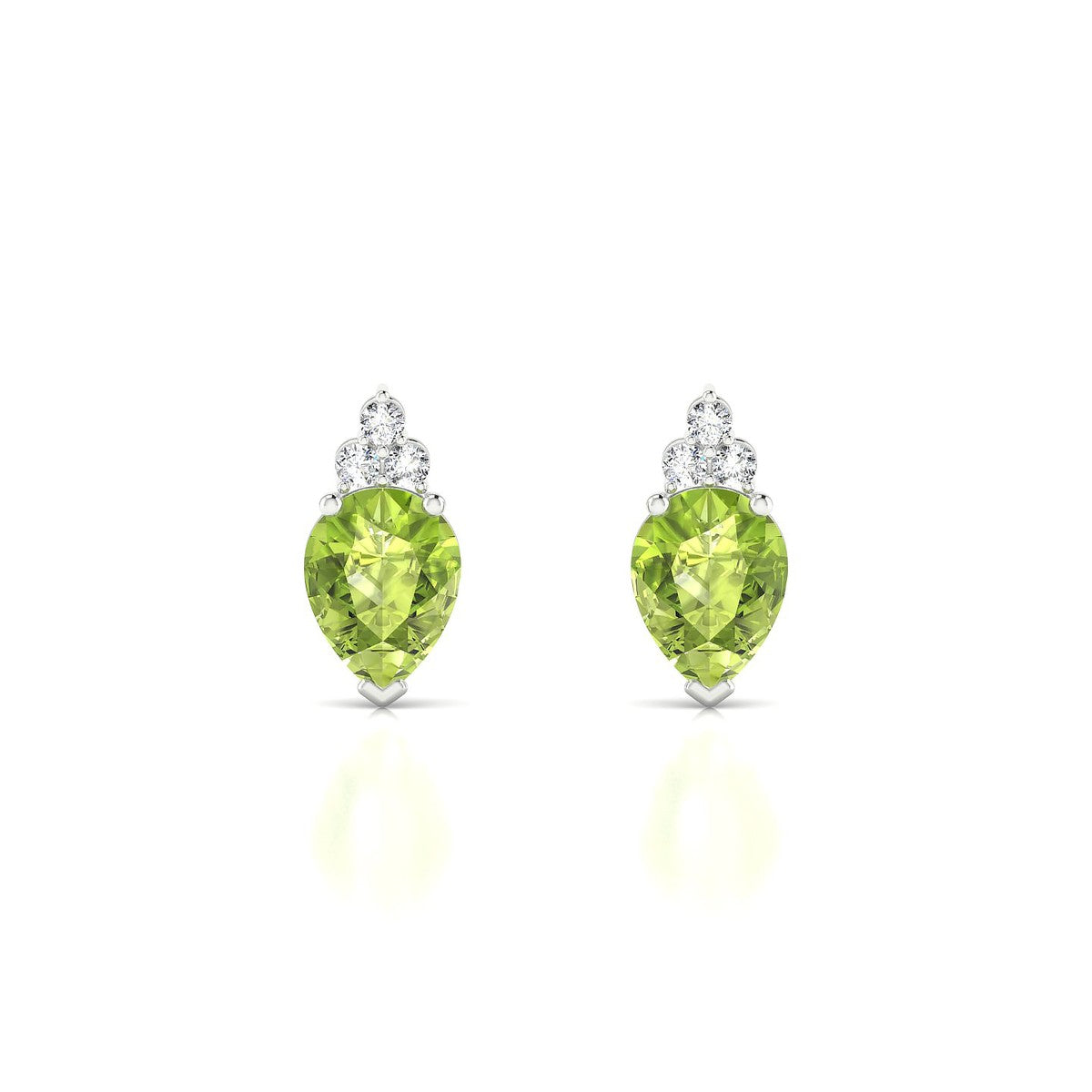 Mirage | 18k White Gold 8 x 6 mm Pear Peridot Earrings