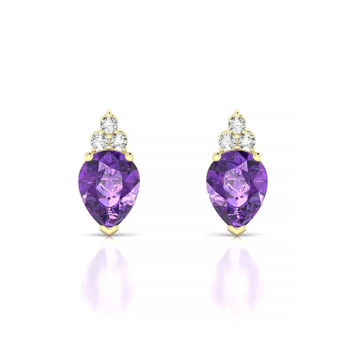 Mirage | 18k Yellow Gold 8 x 6 mm Pear Amethyst Earrings