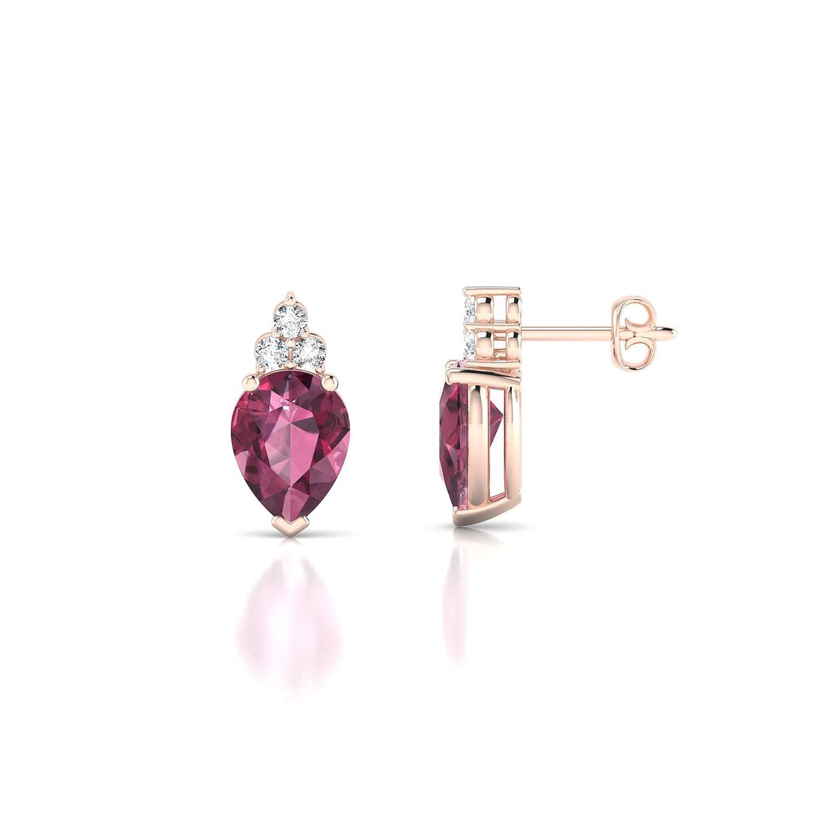 Mirage | 18k Rose Gold 8 x 6 mm Pear Rhodolite Earrings