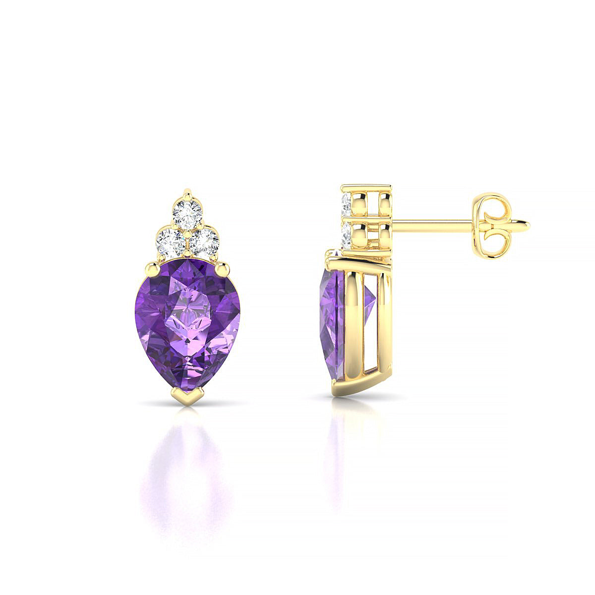 Mirage | 18k Yellow Gold 8 x 6 mm Pear Amethyst Earrings
