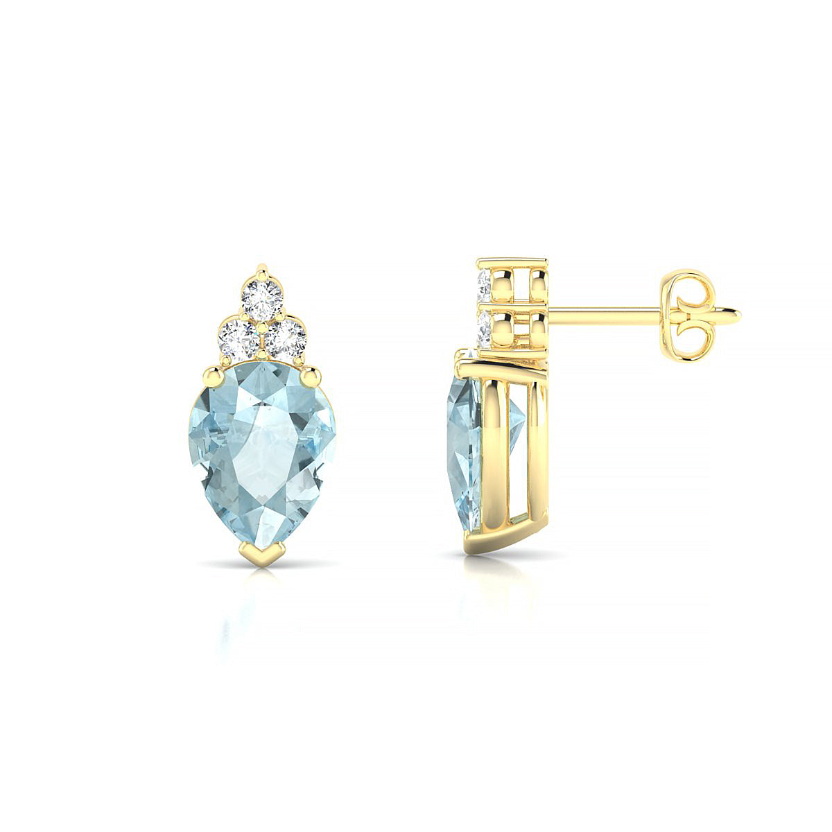 Mirage | 18k Yellow Gold 8 x 6 mm Pear Aquamarine Earrings