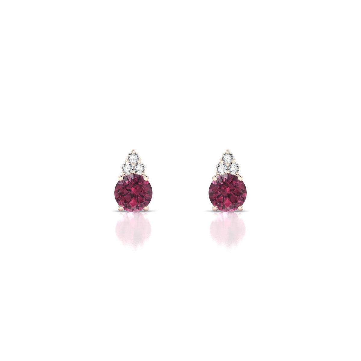 Mirage | 18k Rose Gold 4.5 mm Round Rhodolite Earrings