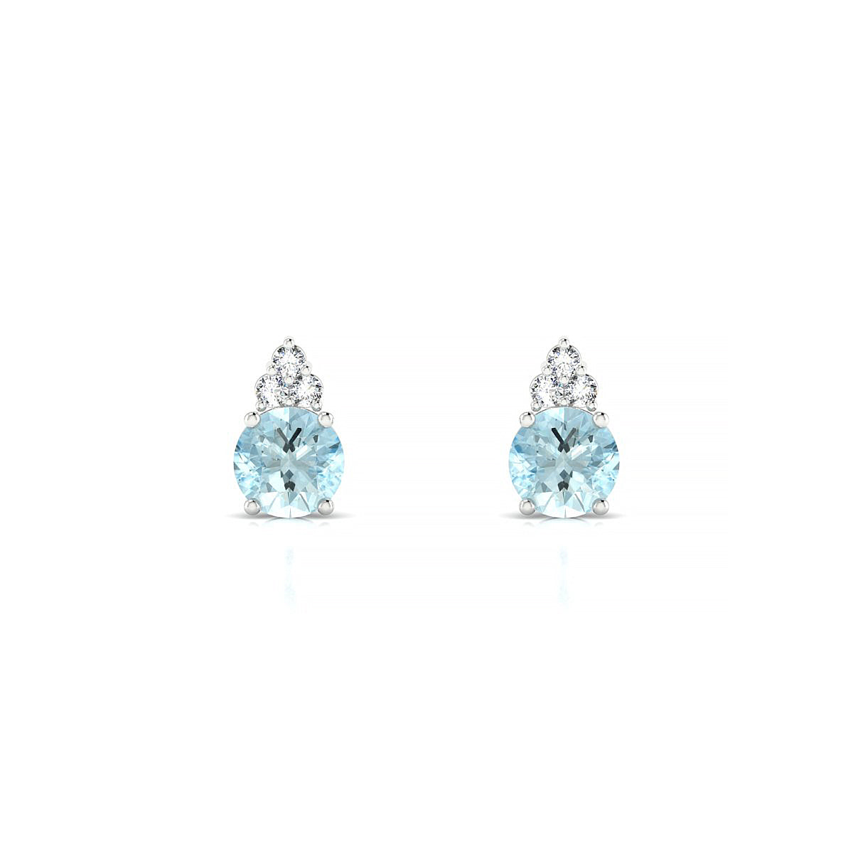 Mirage | 18k White Gold 4.5 mm Round Aquamarine Earrings