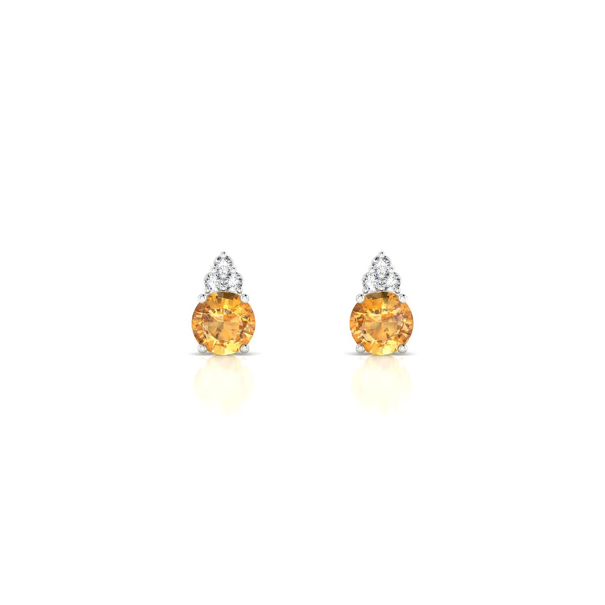 Mirage | 18k White Gold 4.5 mm Round Citrine Earrings
