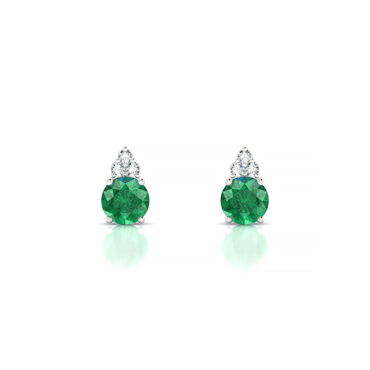 Mirage | 18k White Gold 4.5 mm Round Emerald Earrings