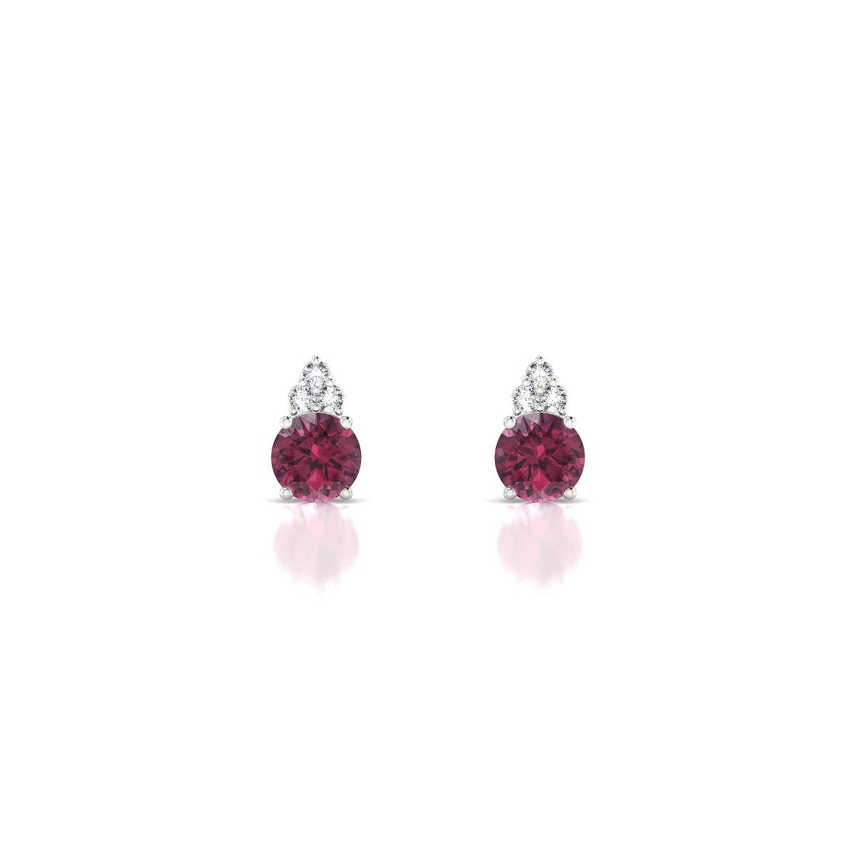 Mirage | 18k White Gold 4.5 mm Round Rhodolite Earrings